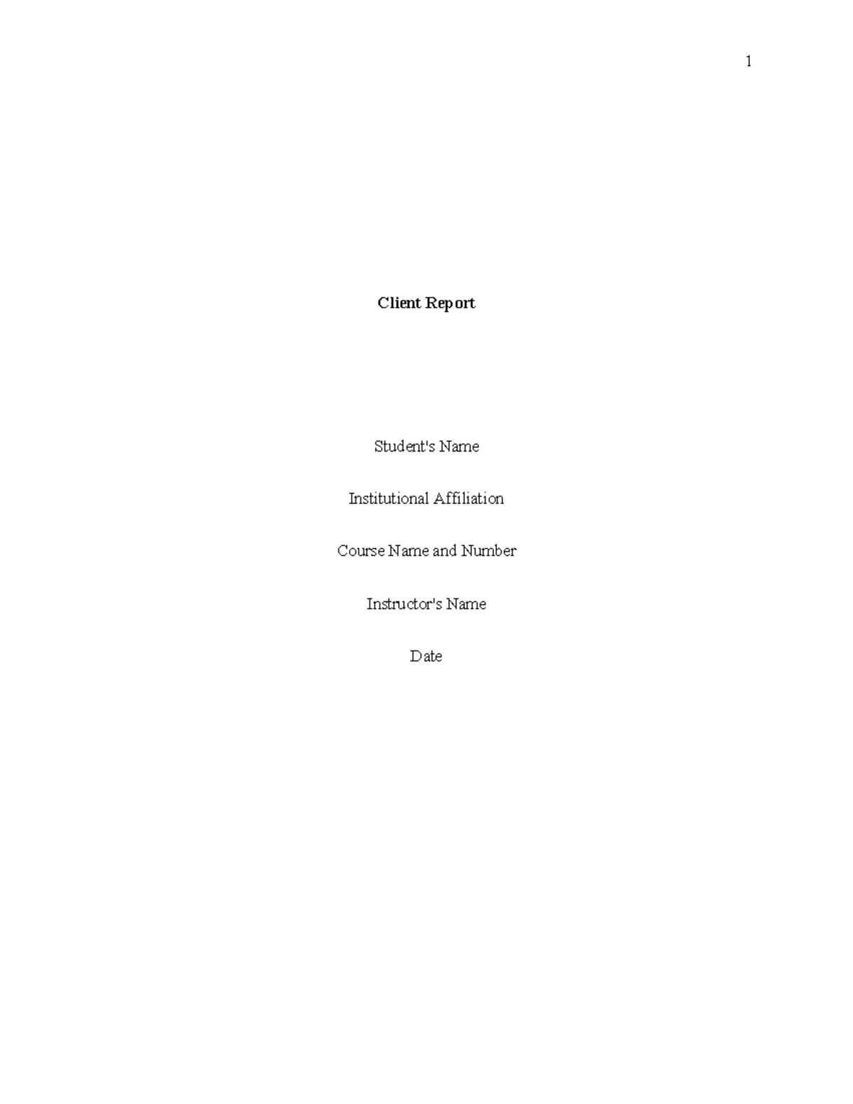 Client Report - organization management - Client Report Student's Name ...