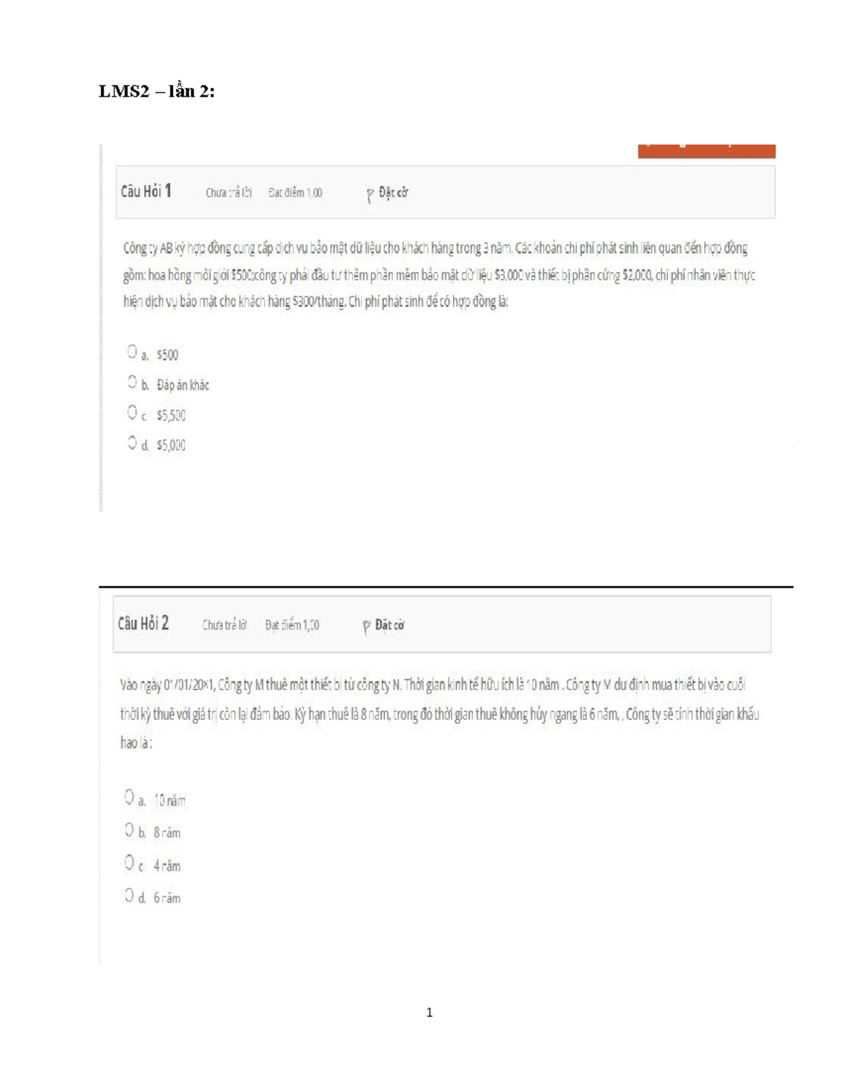 LMS2 - LAN 2 - Đề kiểm tra giữa kỳ - Kế toán quốc tế 1 - LMS2 – lần 2 ...