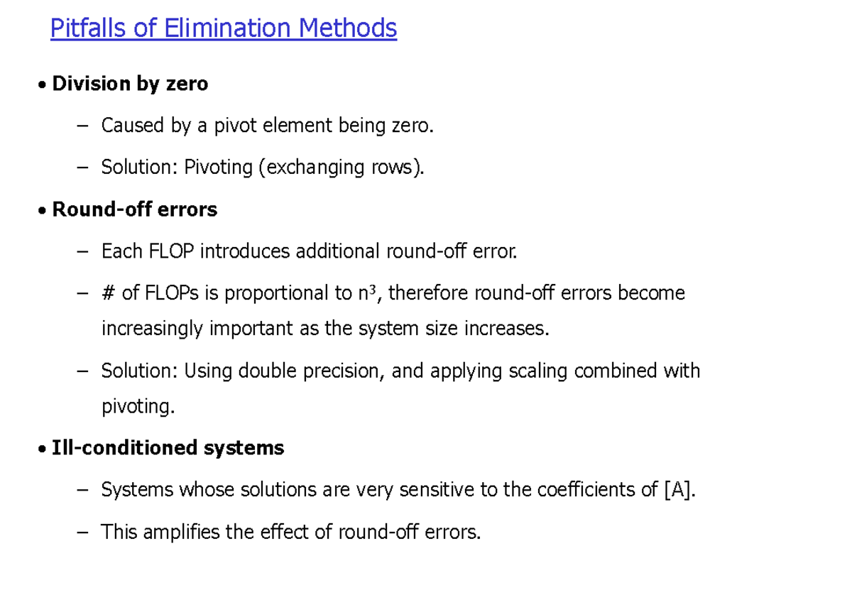 3-Solving Systems of Linear Algebraic Equations 2 - • Division by zero ...