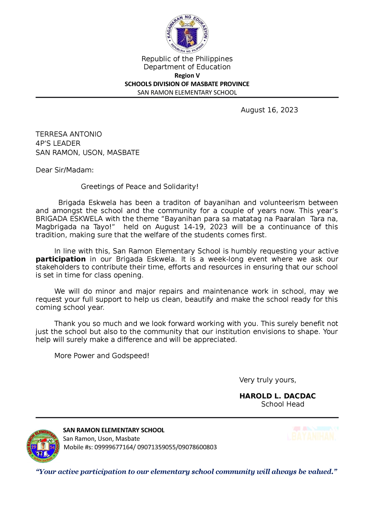 Convergence-letter - Letter - Republic of the Philippines Department of ...