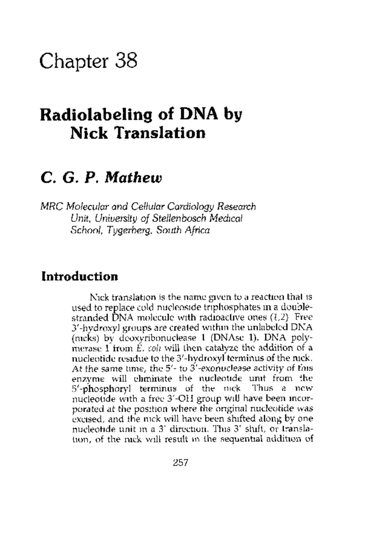 Radiolabeling of dna by nick translation Fiosiología UVIGO Studocu