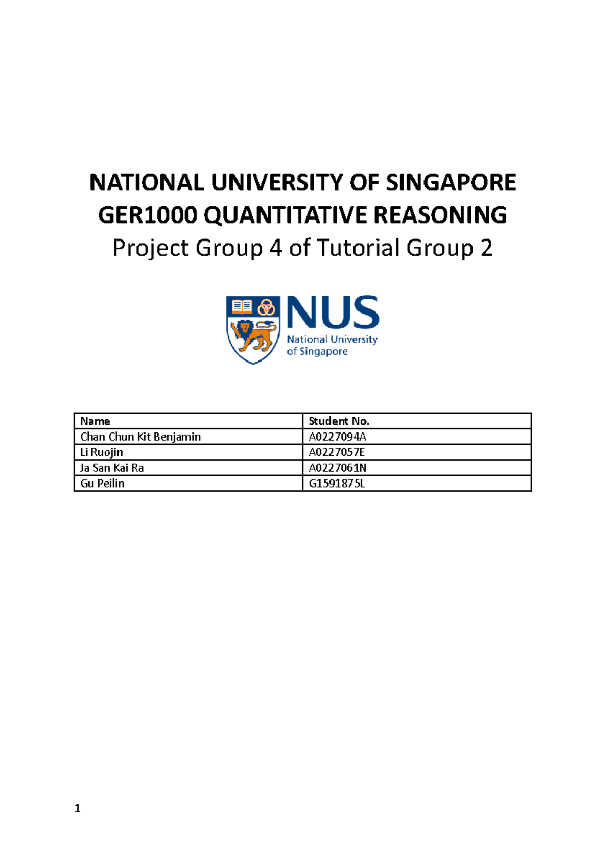 2021-06-15 GER1000 Project Part A&B - NATIONAL UNIVERSITY OF SINGAPORE ...