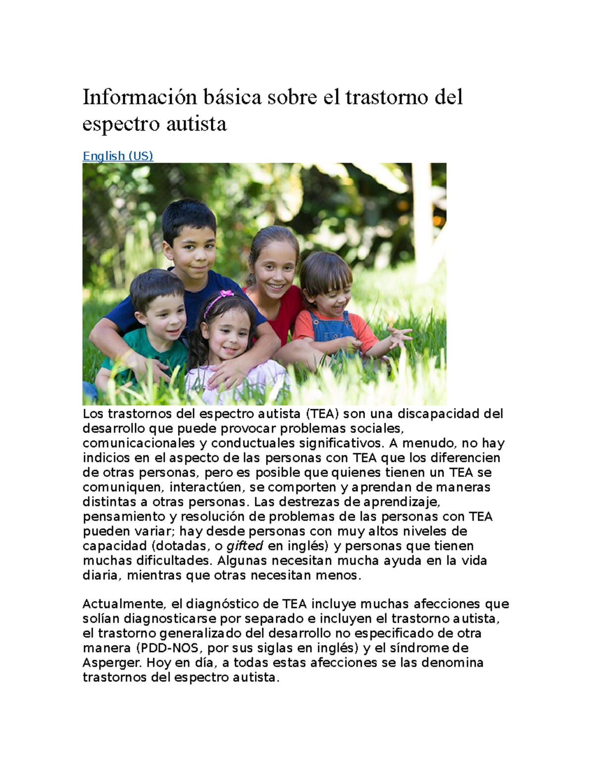 Información básica sobre el trastorno del espectro autista - Anatomia ...
