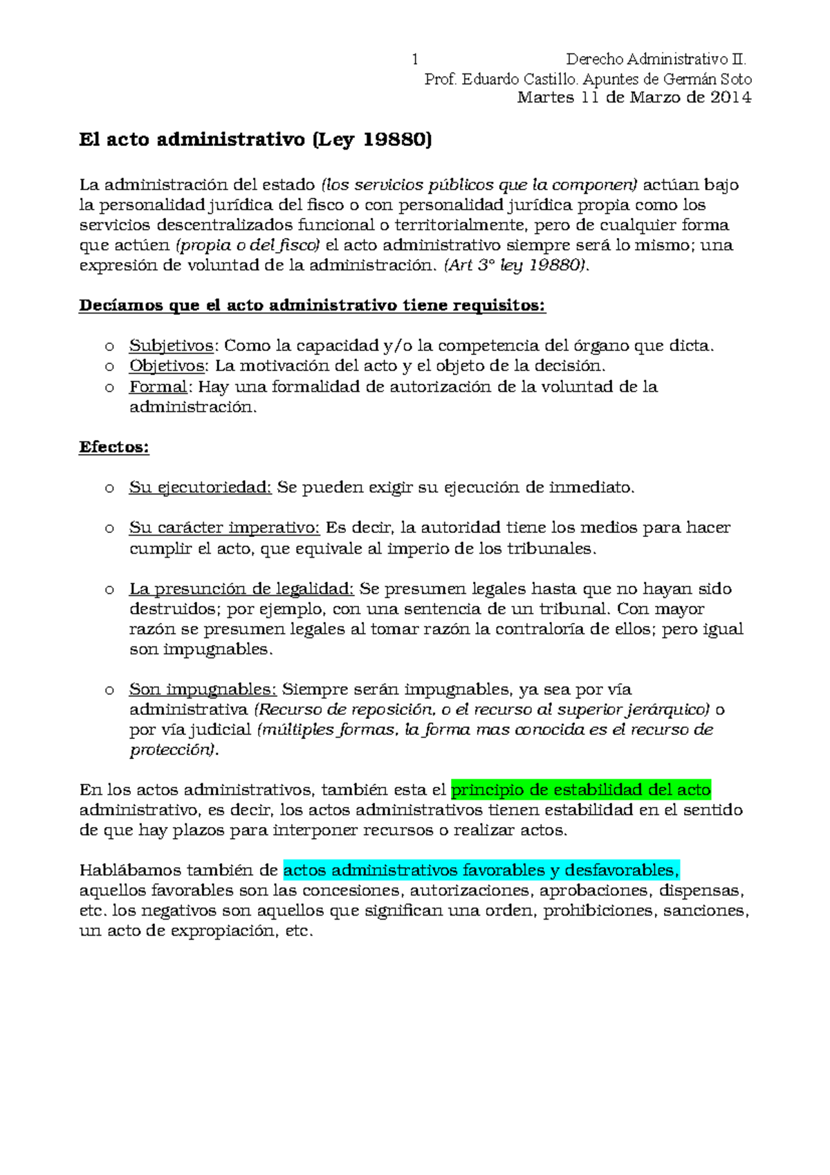 Derecho Administrativo II - Prof. Eduardo Castillo. Apuntes De Germán ...