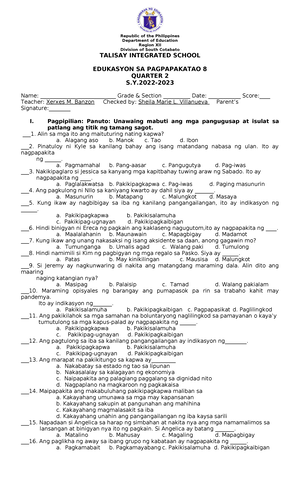 Q1 AP8 Exam - Araling Panlipunan 8 Quarter 1 Exam - Republic Of The ...