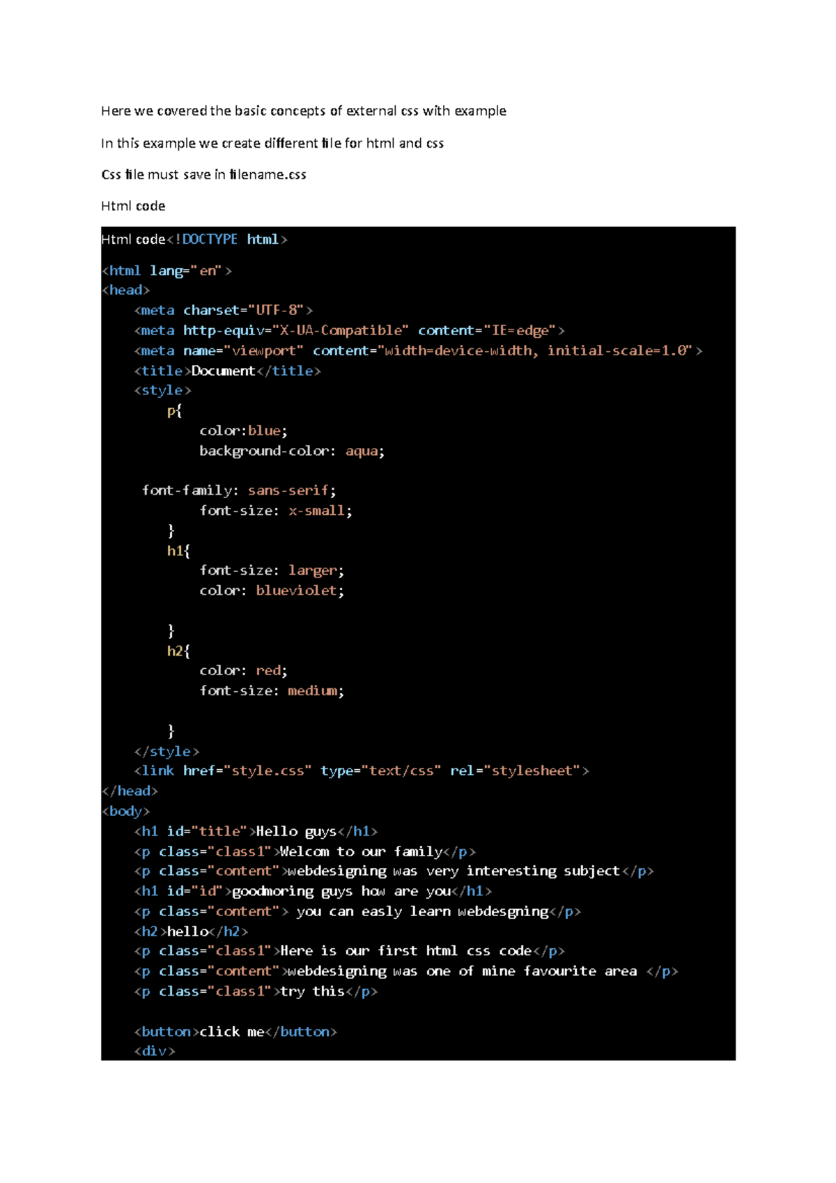 External css with example - . hard for the better.. the pain you feel ...