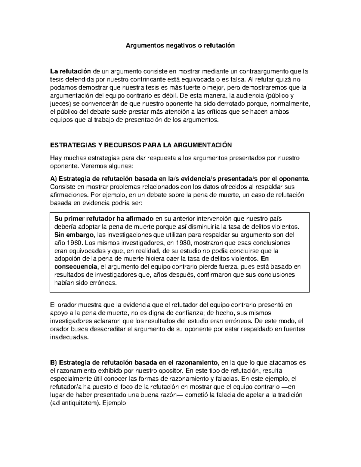 Argemengtos de refutaciones argumentos negativos o refutaci n la