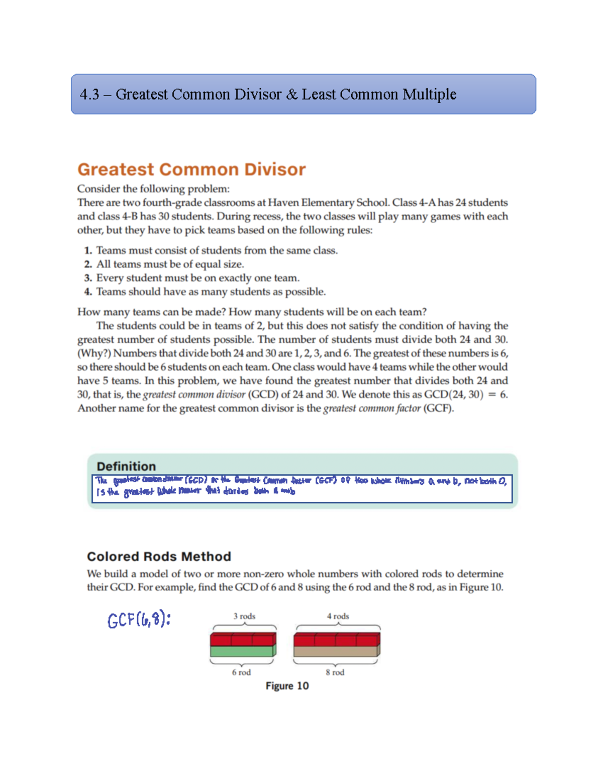 Lecture Notes 4.3 - 4 3 Greatest Common Divisor & Least Common Multiple ...