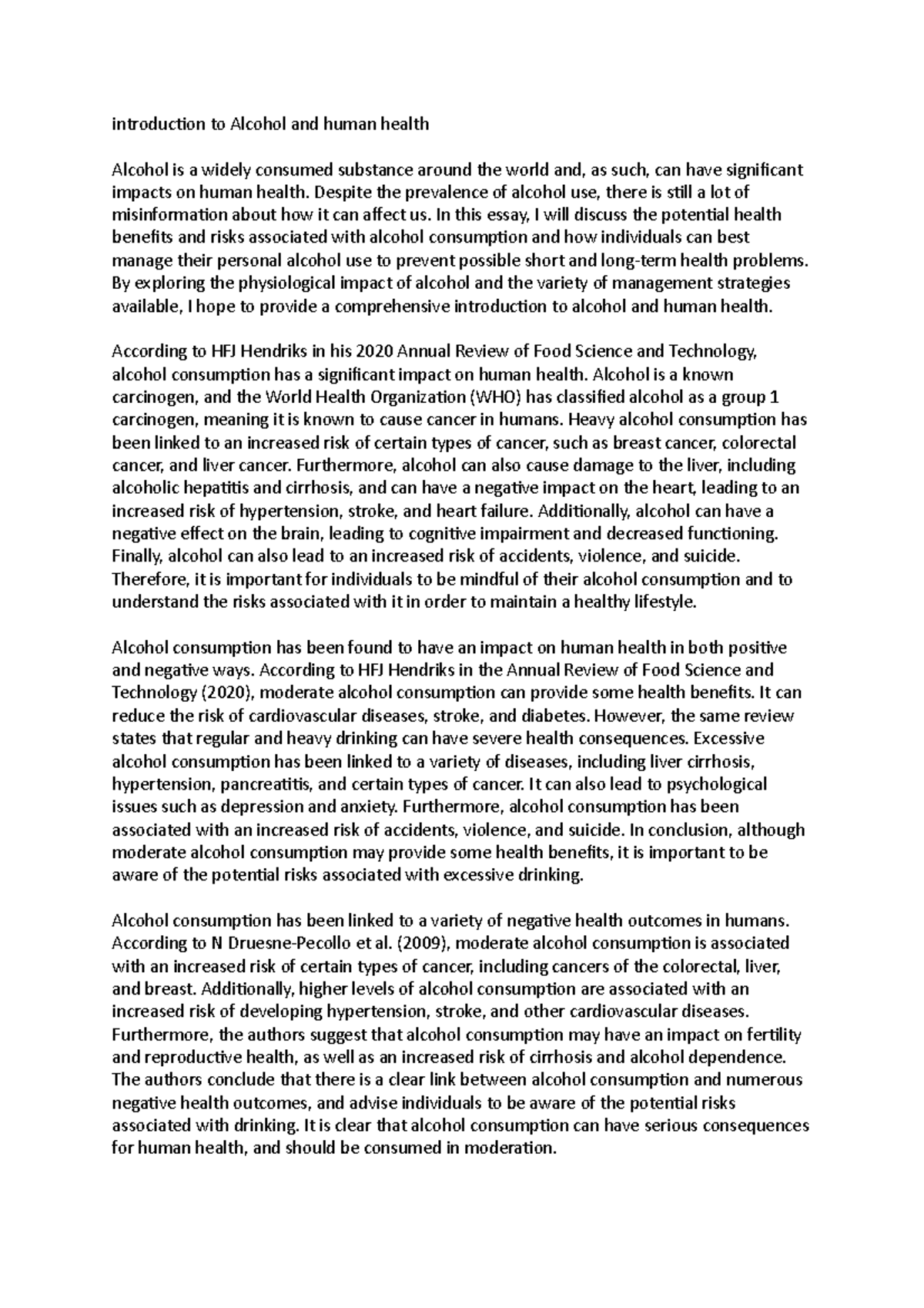 Introduction to Alcohol and human health introduction to Alcohol and