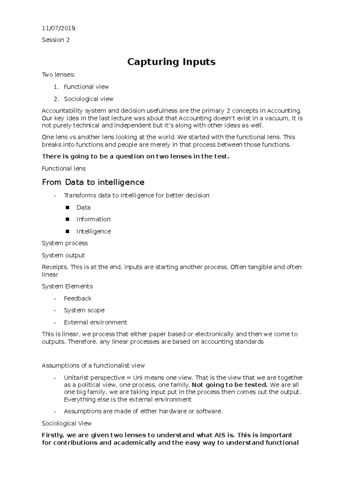 Session 2 Capturing inputs - 11/07/ Session 2 Capturing Inputs Two ...
