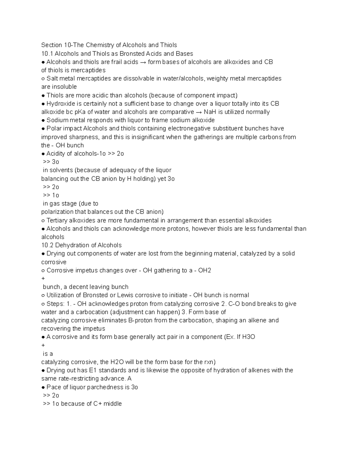 Organic chem ii chapter 10 notes - Section 10-The Chemistry of Alcohols ...