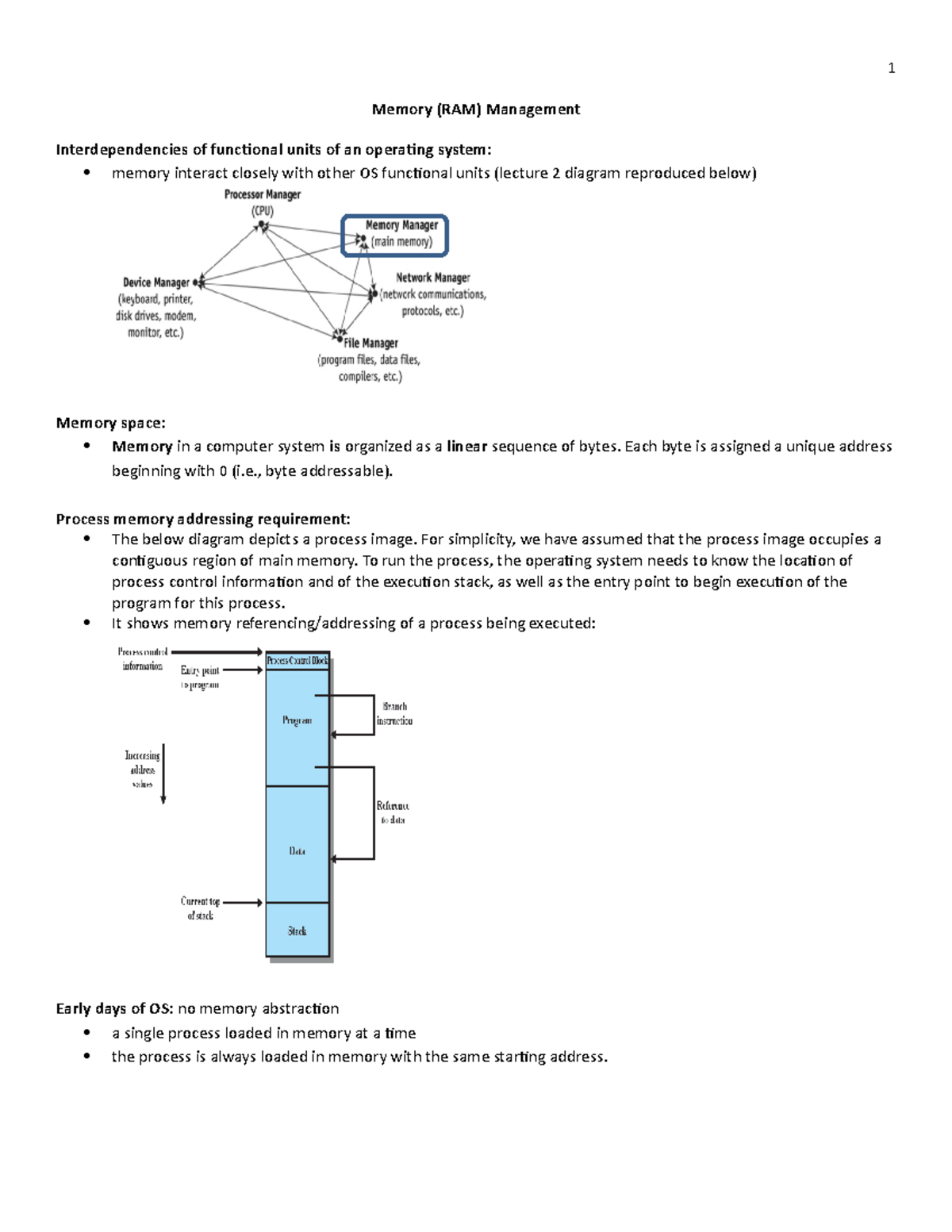 Main memory Management - Memory (RAM) Management Interdependencies of ...