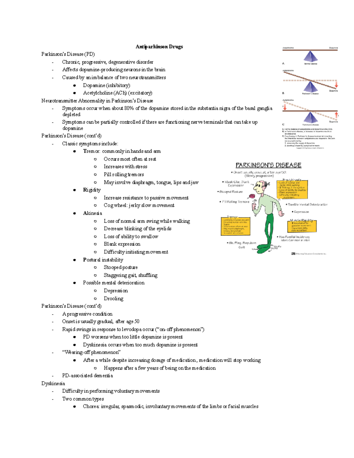 NUR3192 Pharmacology Notes For Final Exam - Antiparkinson Drugs ...