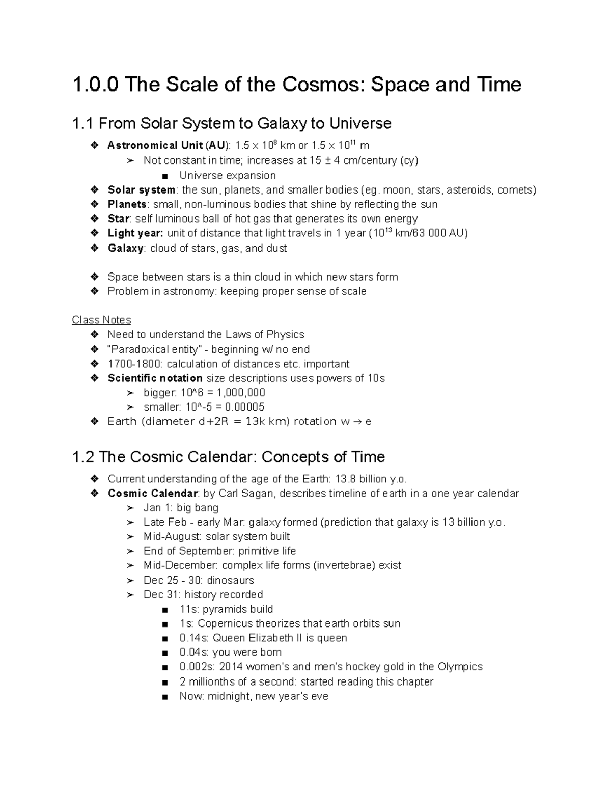 Ch 1. The Scale of the Cosmos Space and Time - 1.0 The Scale of the ...