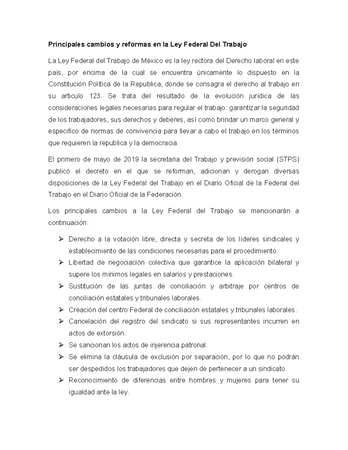 Principales cambios y reformas en la Ley Federal Del Trabajo - Se trata ...