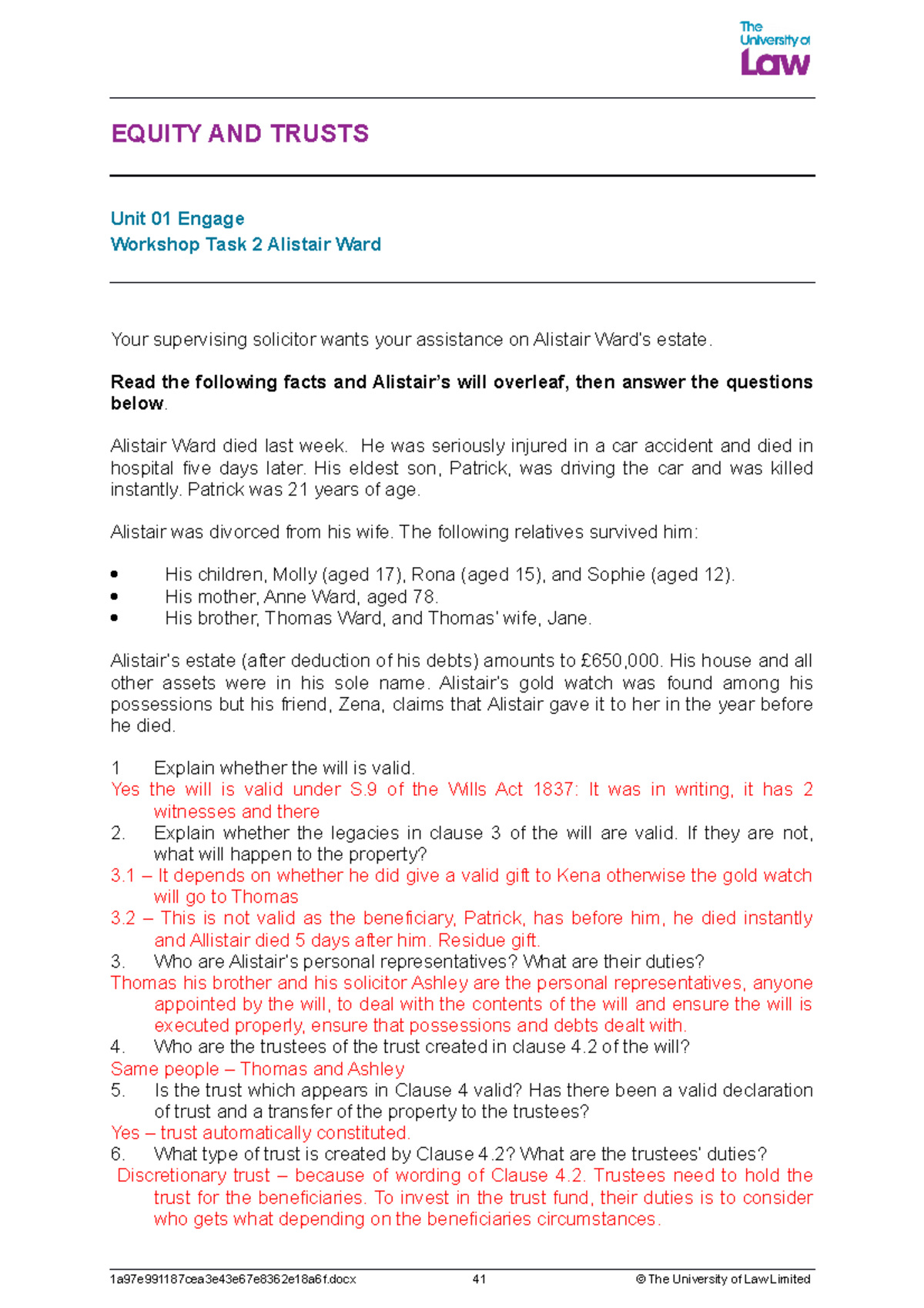 Ws Task 2 This Is For University Of Law Workshop Task This Is