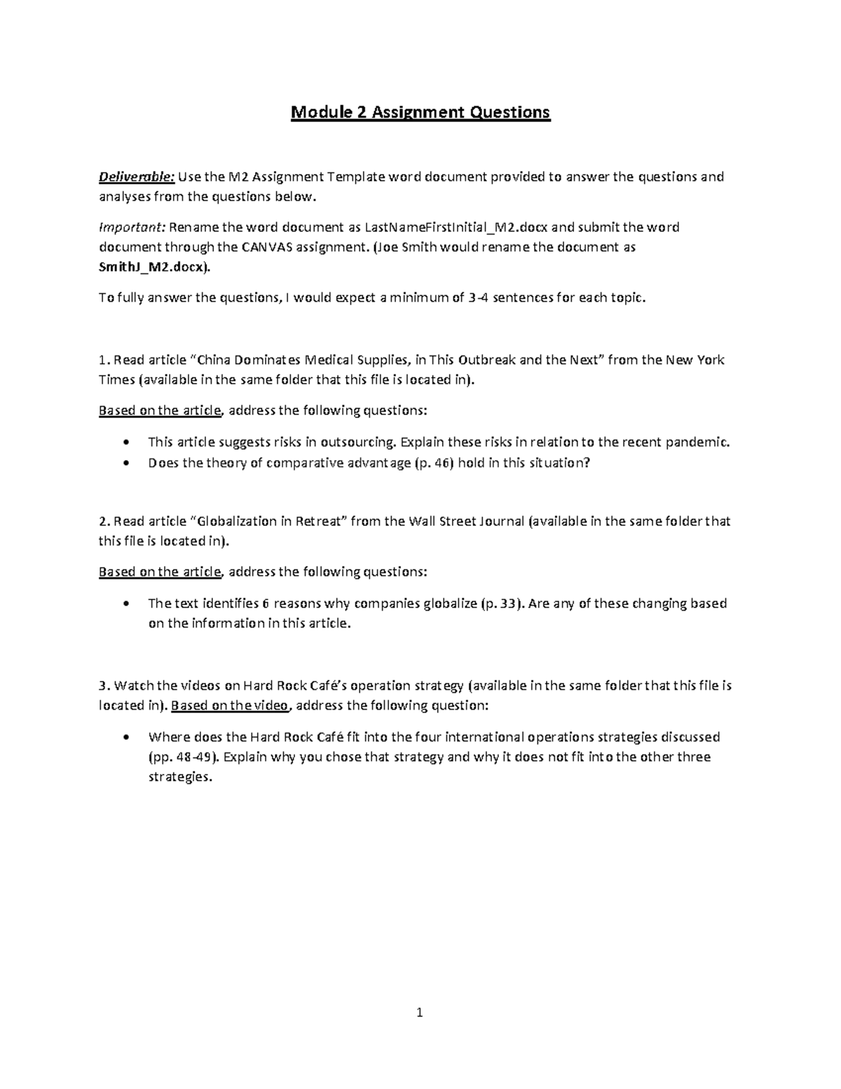 M2 Assignment Problems - 1 Module 2 Assignment Questions Deliverable ...