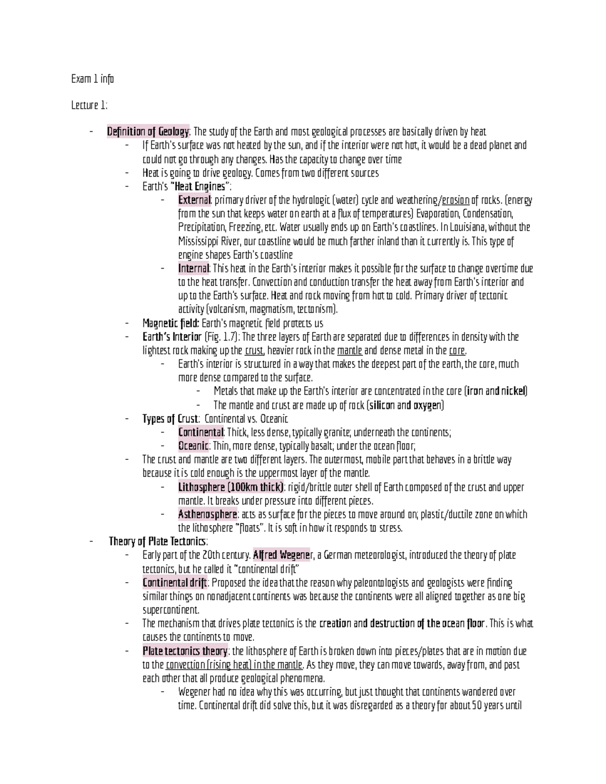 ESSC 101 notes - review lecture logs/outlines - Exam 1 info Lecture 1 ...