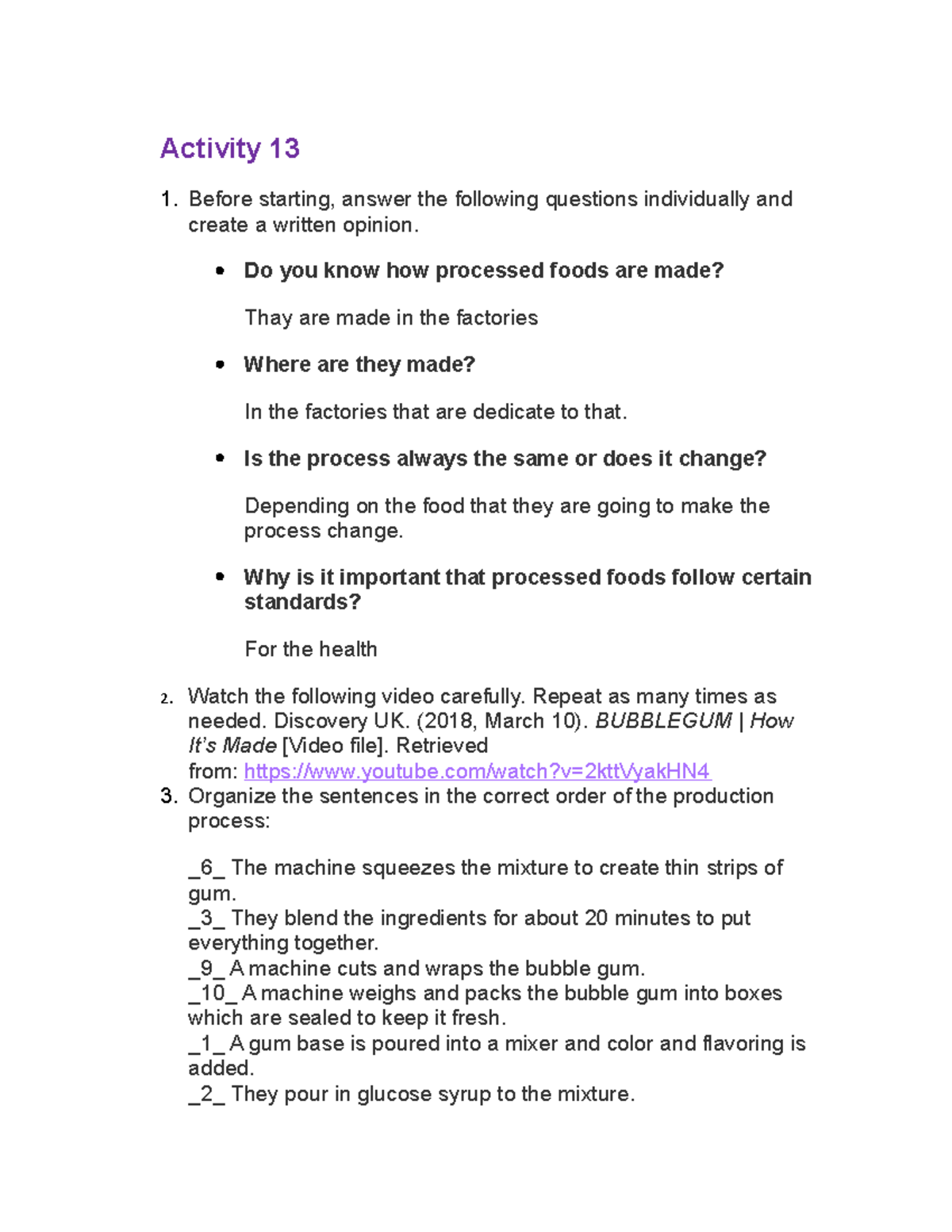 Activity 13 ingles - trabajo de clase - Activity 13 Before starting ...