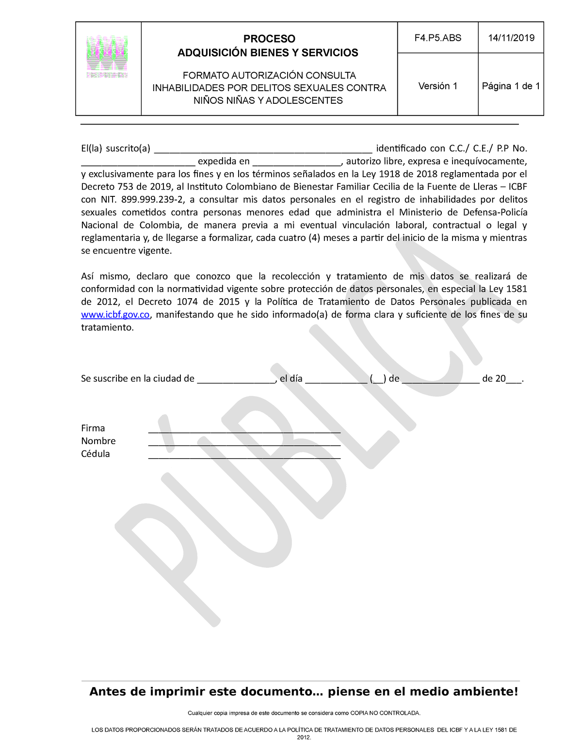 F4p5abs Formato Autorizacion Consulta Inhabilidades Por Delitos Sexuales V1 1 Antes De 6472