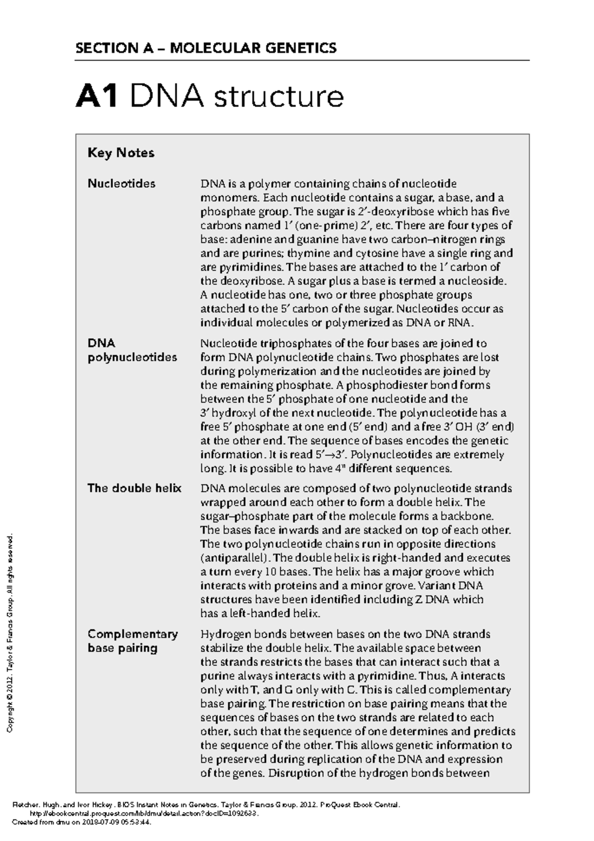 BIOS Instant Notes in Genetics - (Section A Molecular genetics ...
