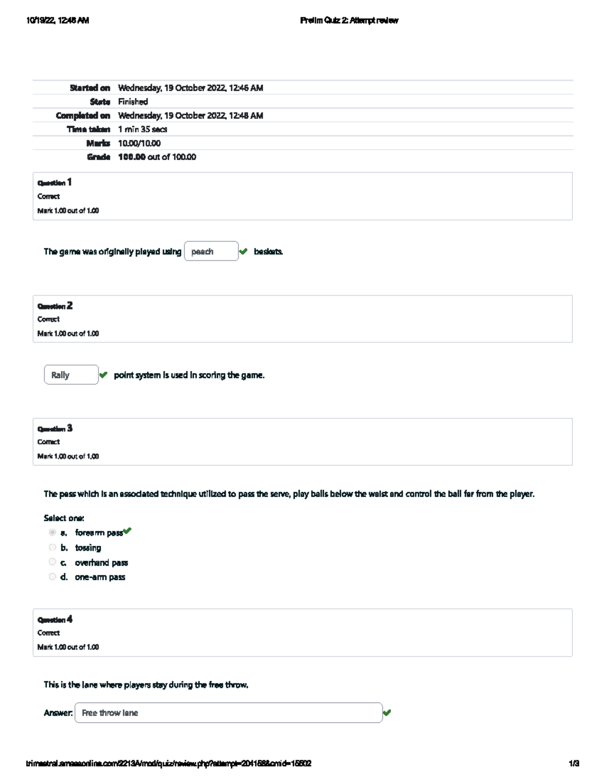 Team Sports prelim quiz 2 Studocu