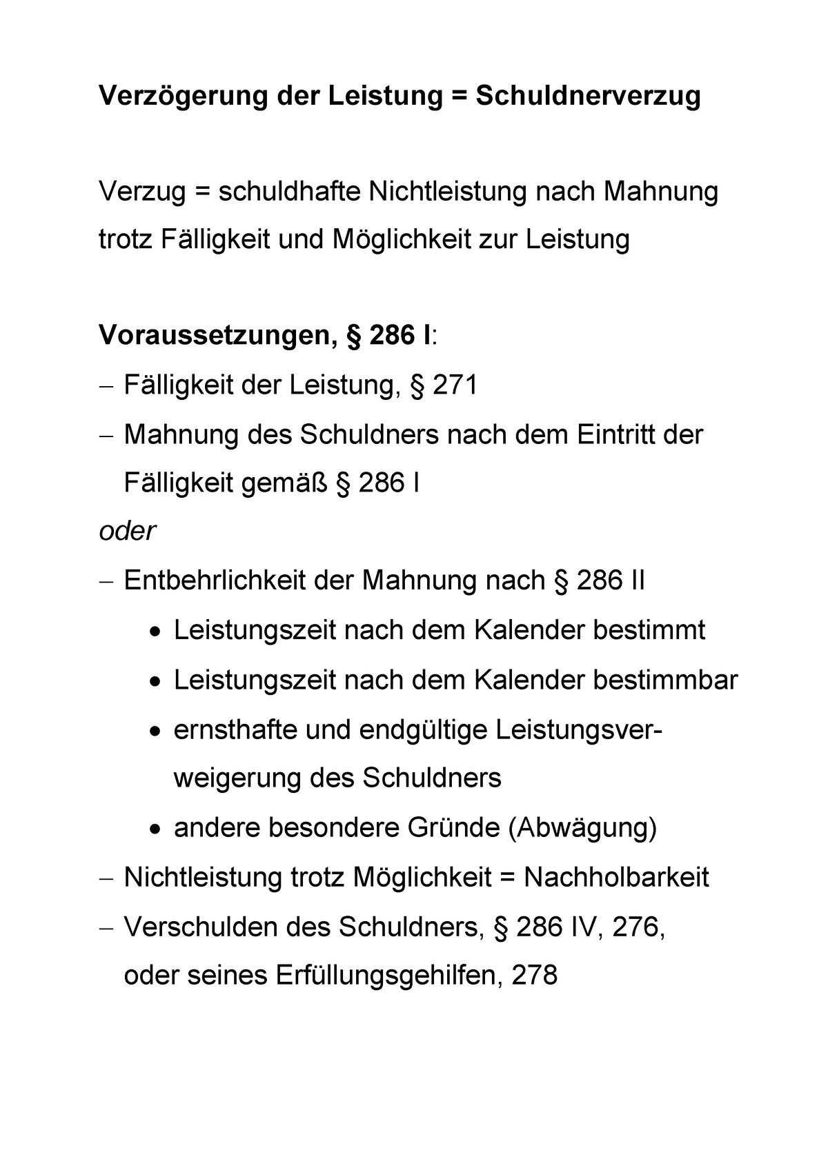 BGB 10 Verzug, Nebenpflichtverletzung, Gläubigerverzug - Verzögerung ...