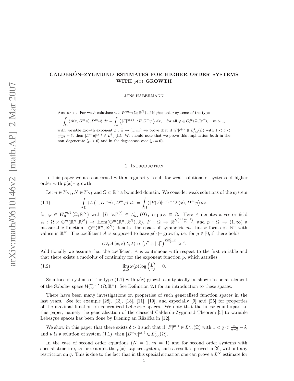 0610146 - Cours - ArXiv:math/0610146v2 [math] 2 Mar 2007 CALDER ́ON ...