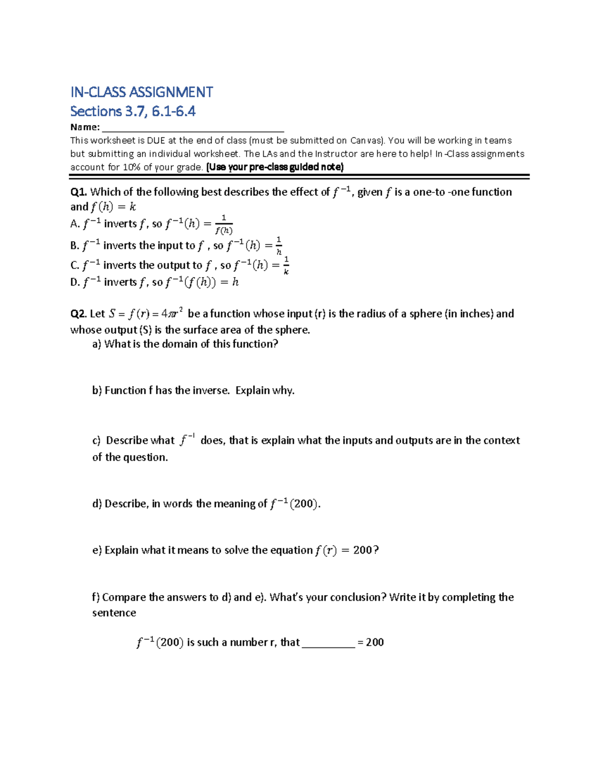 5th week In-class - Just a review of notes to help you practice for ...