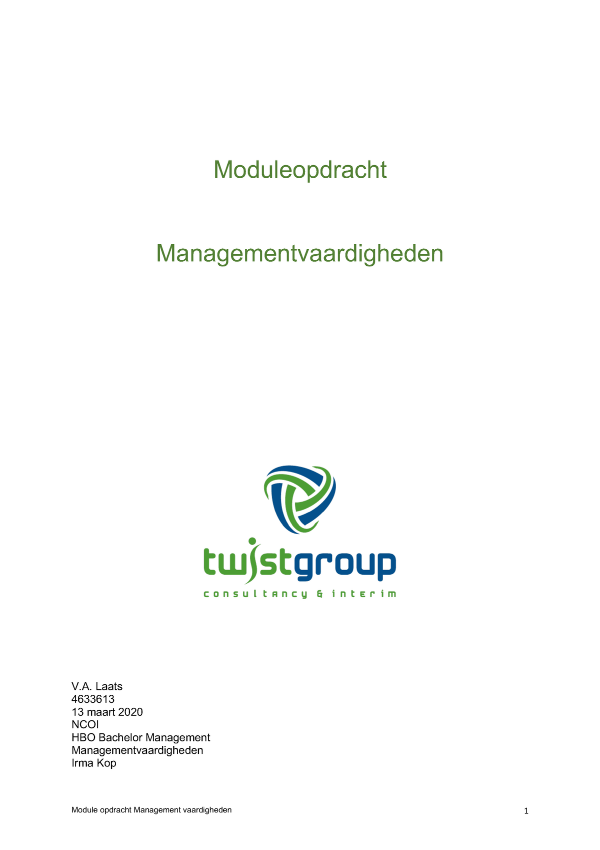 Moduleopdracht Managementvaardigheden Vs2 Warning Tt Undefined Function 32 Warning Tt Studeersnel