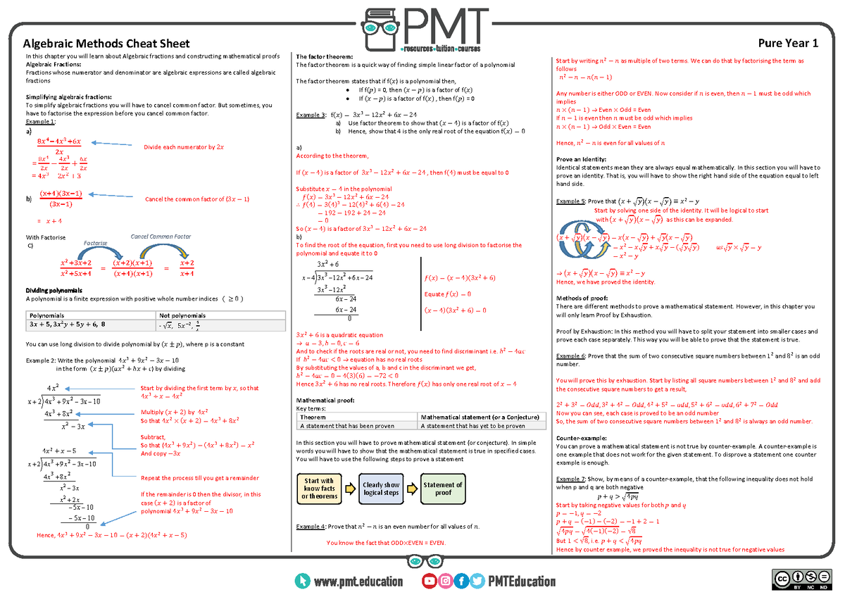 Algebraic Methods - good set of notes - In this chapter you will learn ...