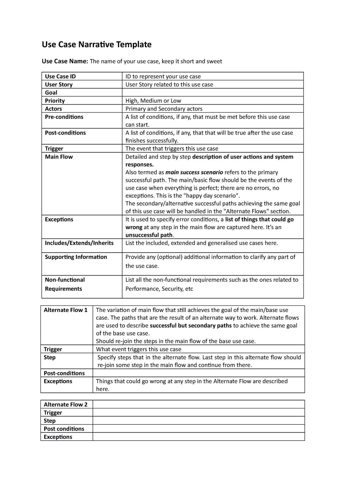 Use Case Narrative Template(23) - 23 - Business Requirements Pertaining To Business Process Narrative Template