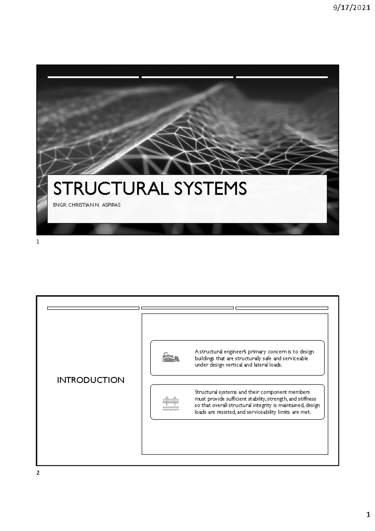 2- Structural- Systems - STRUCTURAL SYSTEMS ENGR. CHRISTIAN N. ASPIRAS ...