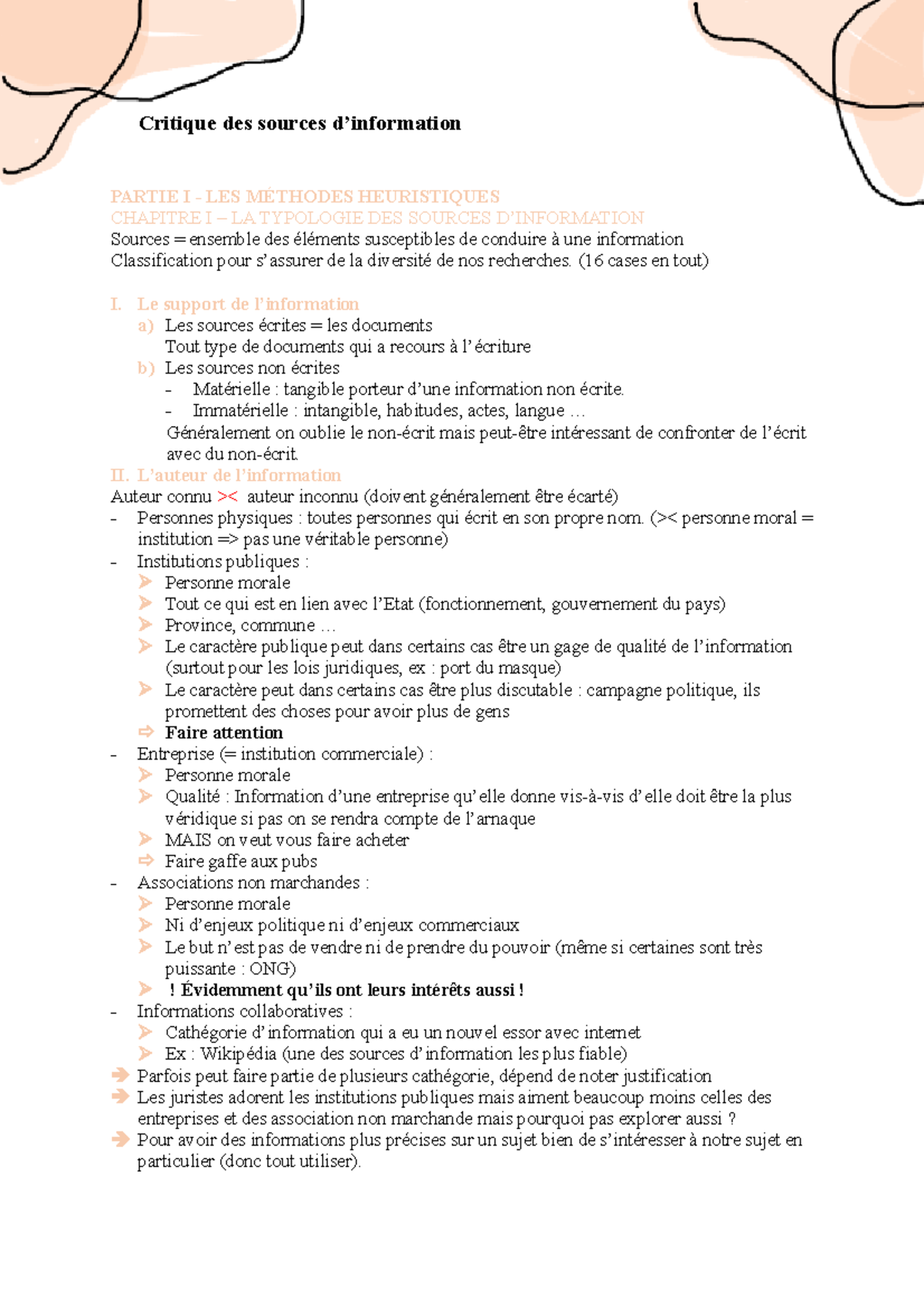 Critique des sources - (16 cases en tout) I. Le support de l ...