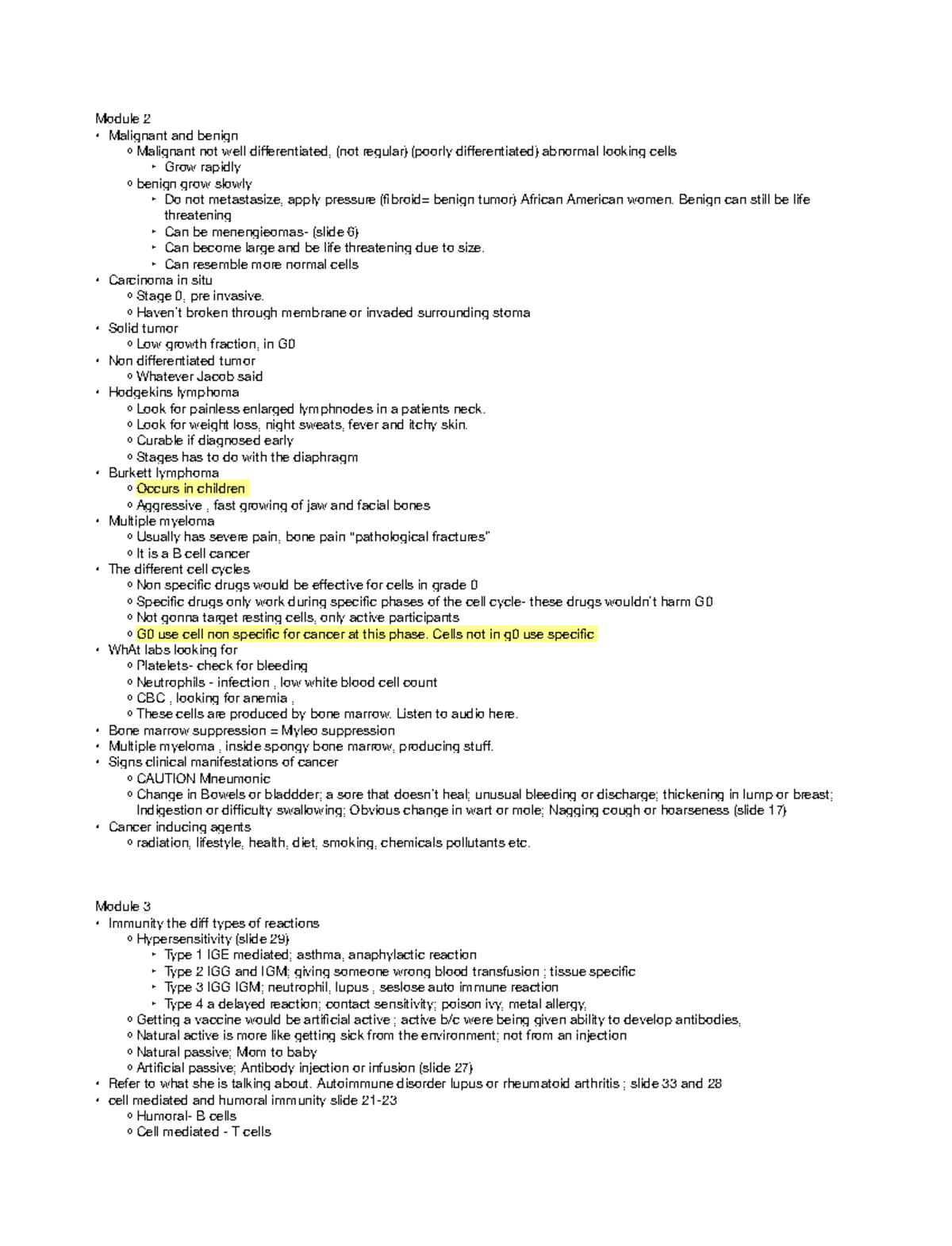 Review session Prof M Exam 2 - Module 2 Malignant and benign Malignant ...