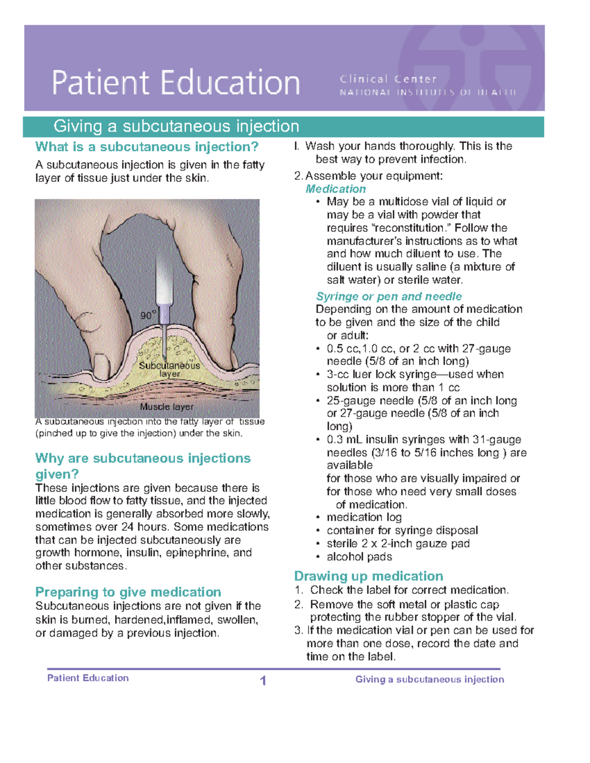 Giving Subcutaneous Injection - Giving a subcutaneous injection What is ...