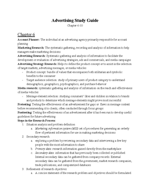 Adv Exam- Ch. 1-5 - Summary Survey of Advertising - Advertising Study ...