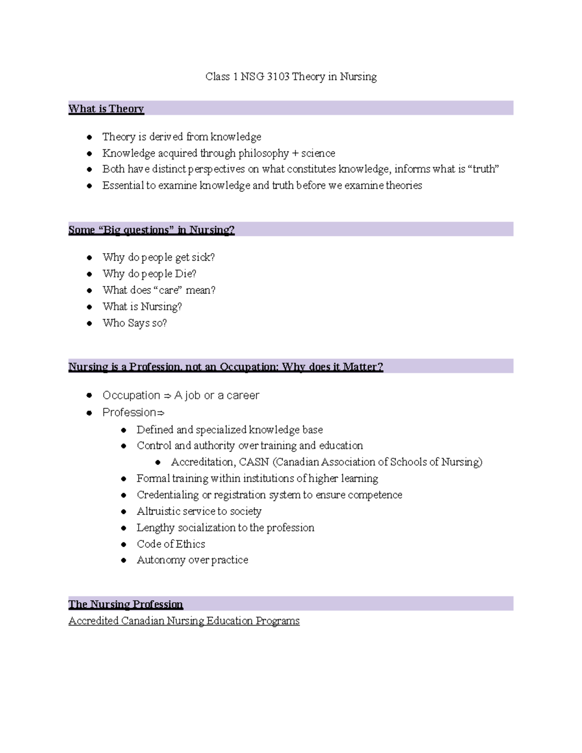 course sequence nursing uottawa