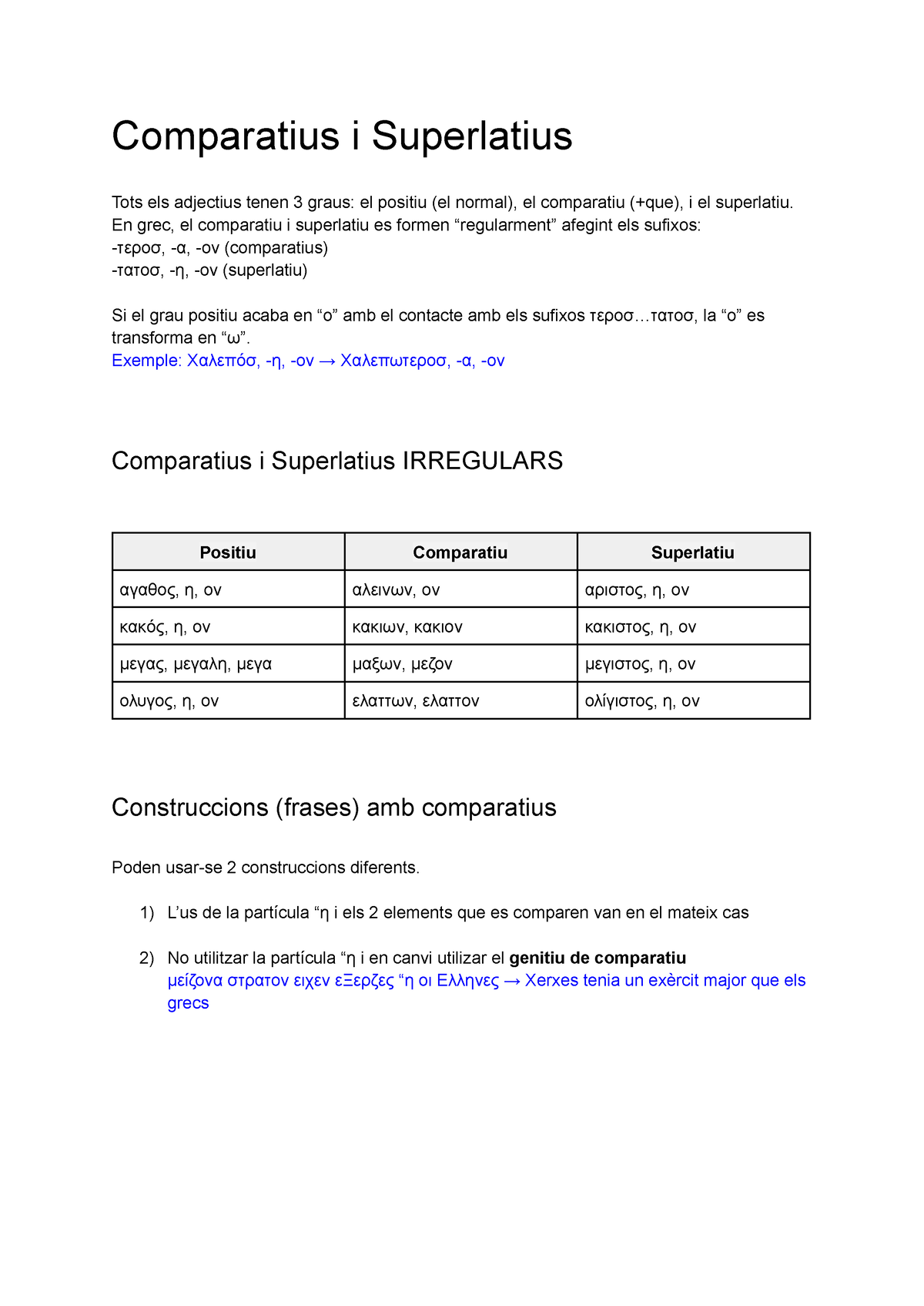 Graus De L Adjectiu Comparatius I Superlatius Tots Els Adjectius Tenen Graus El Positiu El