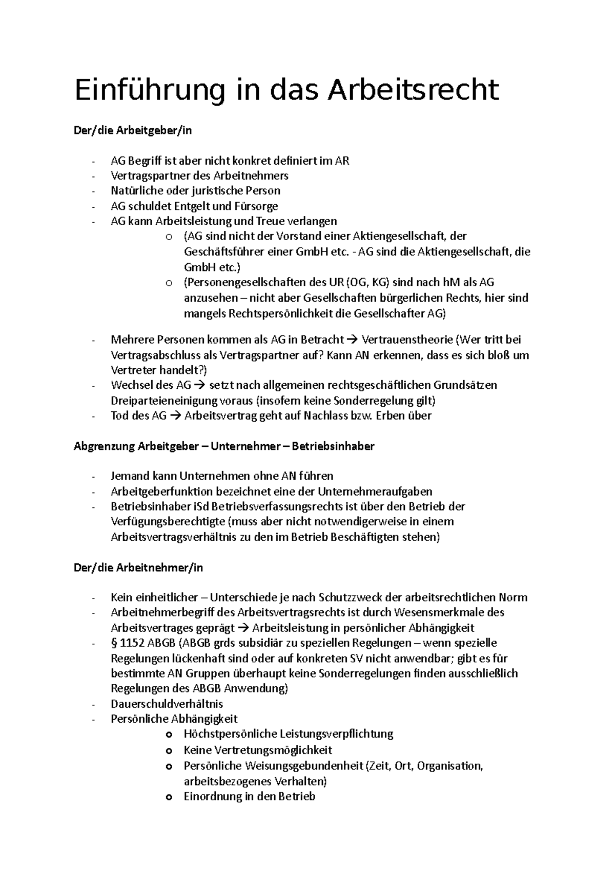 Kollektives Arbeitsrecht - MP Arbeitsrecht - Uni Wien - Studocu