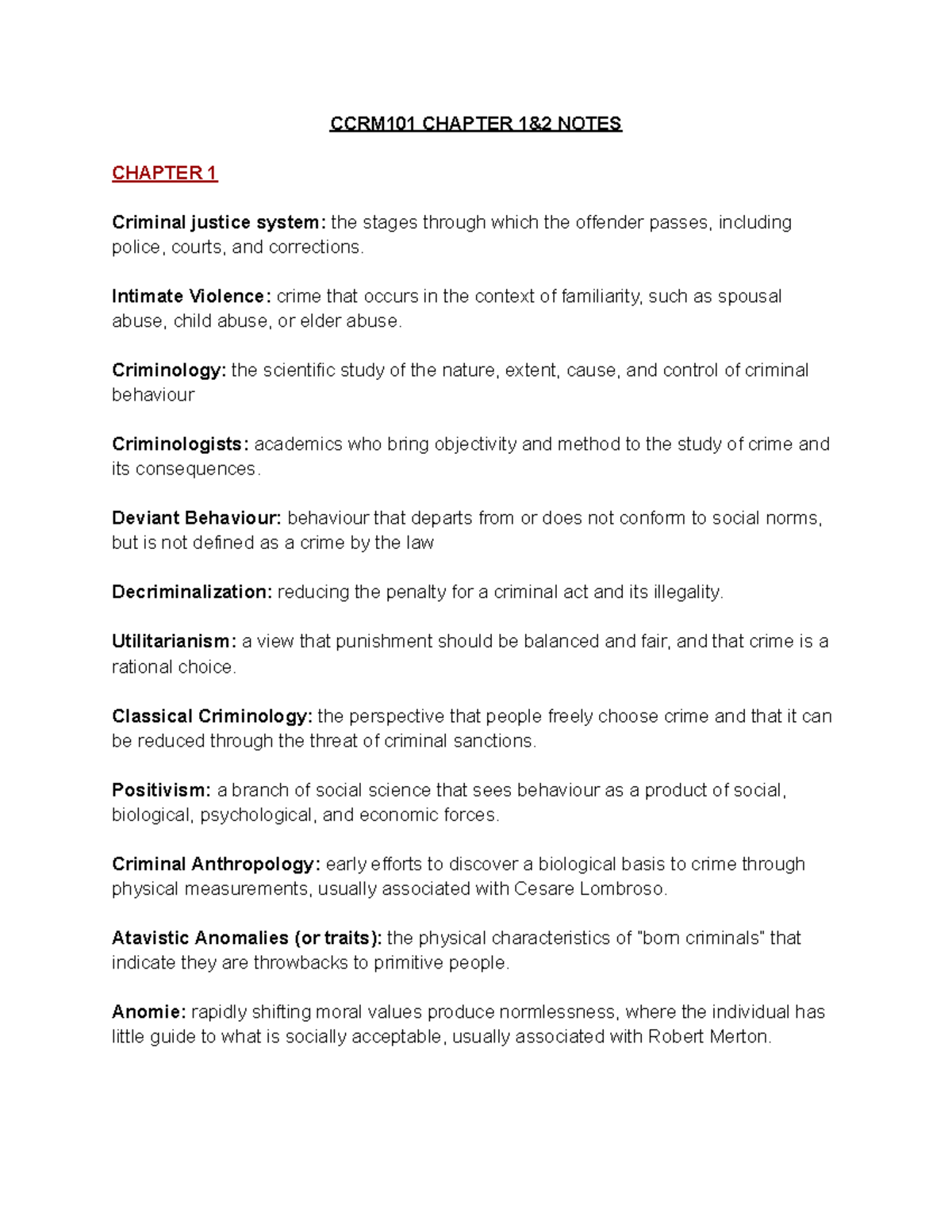 CCRM101 Chapter 1&2 Notes - CCRM101 CHAPTER 1&2 NOTES CHAPTER 1 ...