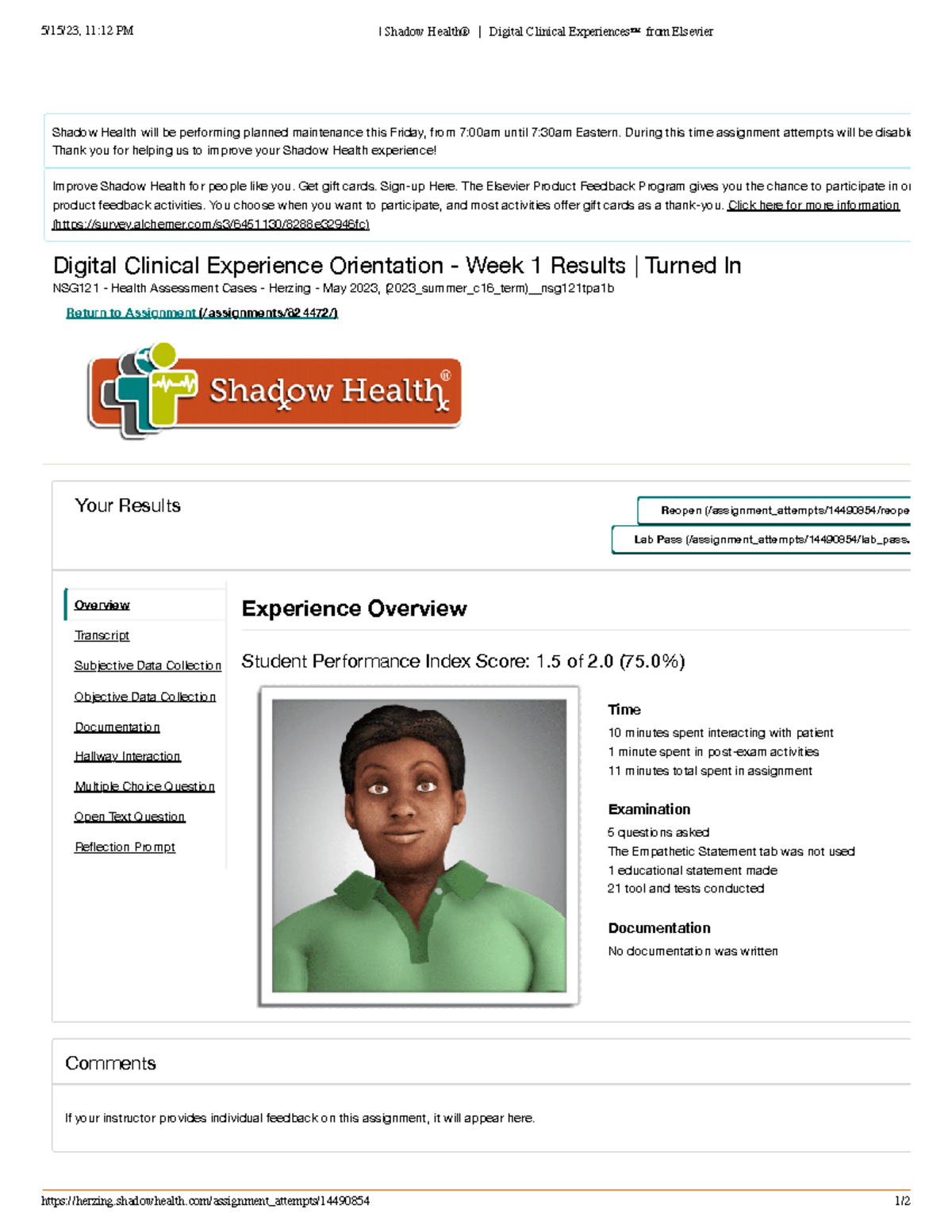 Shadow Health Digital Clinical Experience Orientation Quizlet 75 - fh6st88