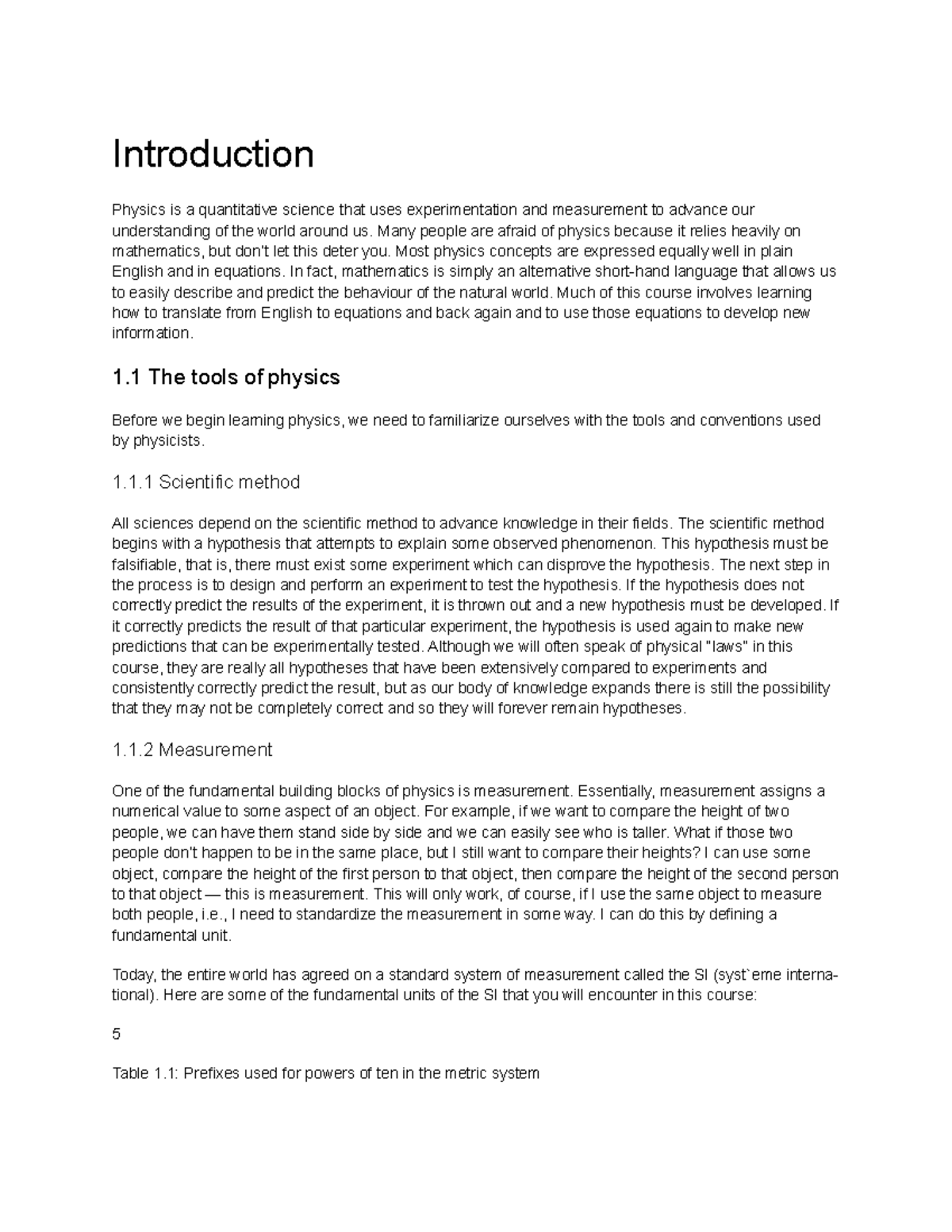 Physics Lecture Notes 1 - Introduction Physics is a quantitative ...