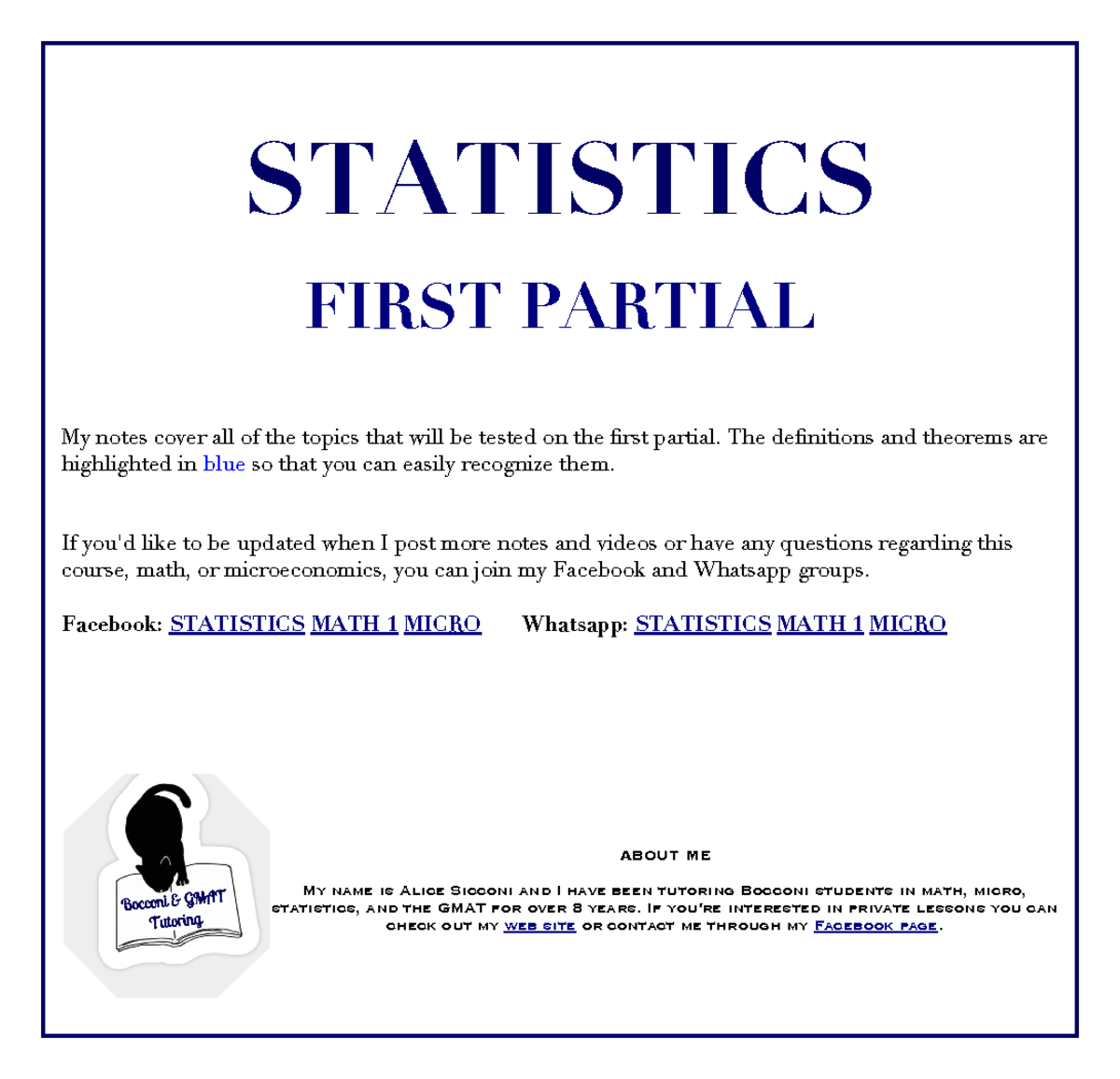 First partial notes statistics first partial my notes cover all of