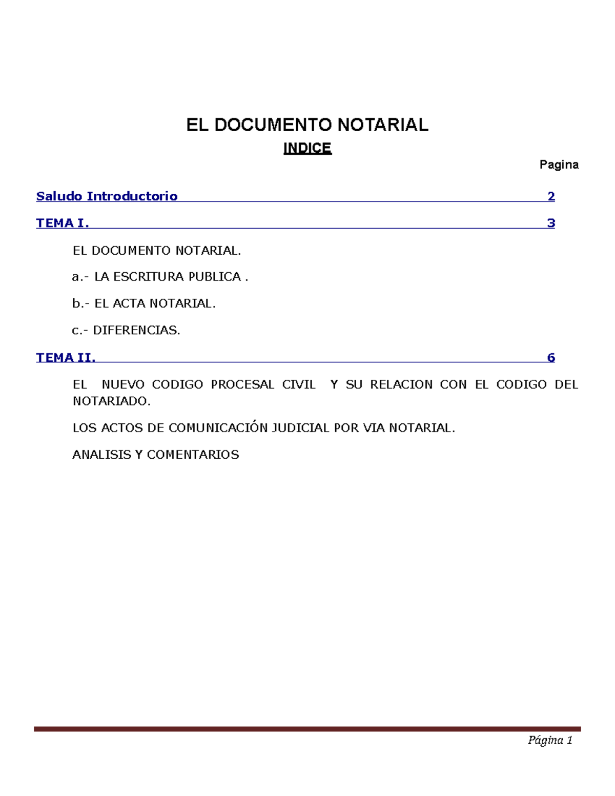 Eldocumentonotarial 1 EL DOCUMENTO NOTARIAL INDICE Pagina Saludo