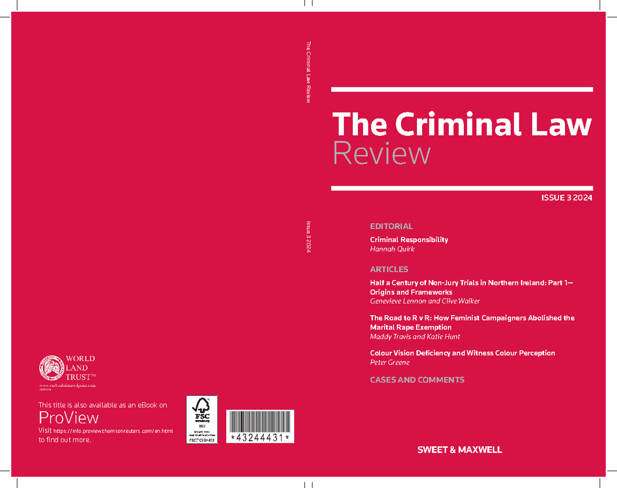 Crim LR 24 3 139-203 - The Criminal Law Review ISSUE 3 2024 EDITORIAL ...