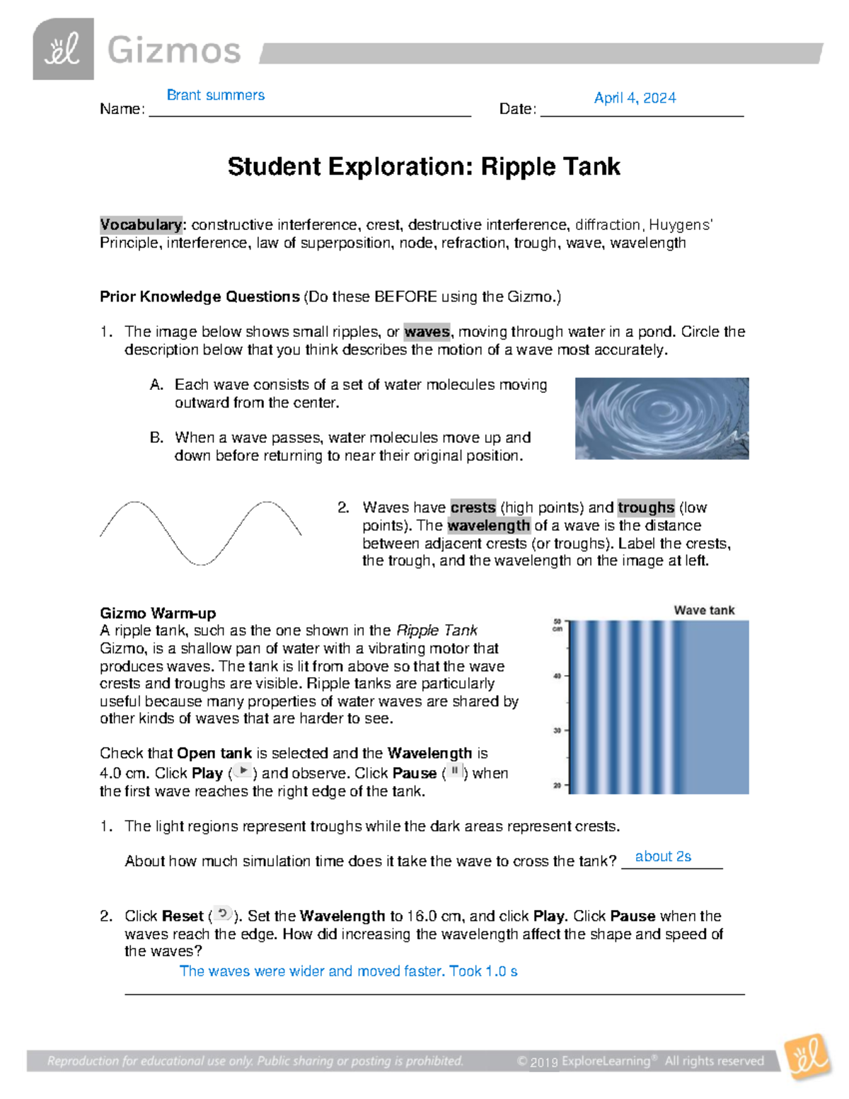 Ripple Tank SE - Doing my lab - Name ...
