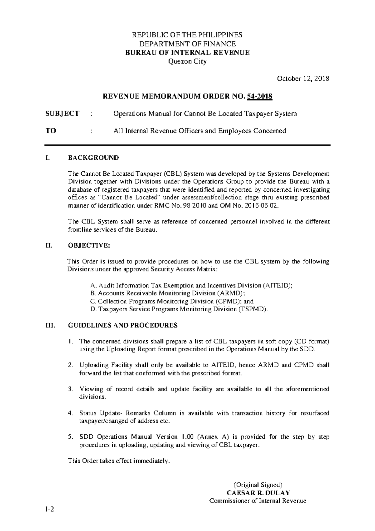 RMO No - aaaaa - REPUBLIC OF THE PHILIPPINES DEPARTMENT OF FINANCE ...