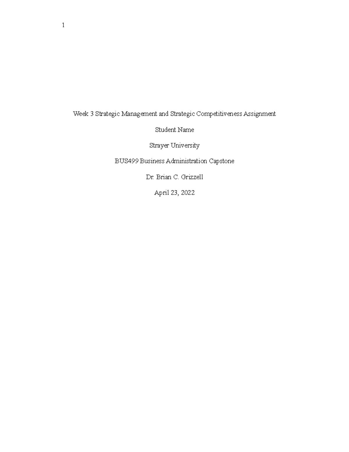 week 3 assignment strategic management and strategic competitiveness