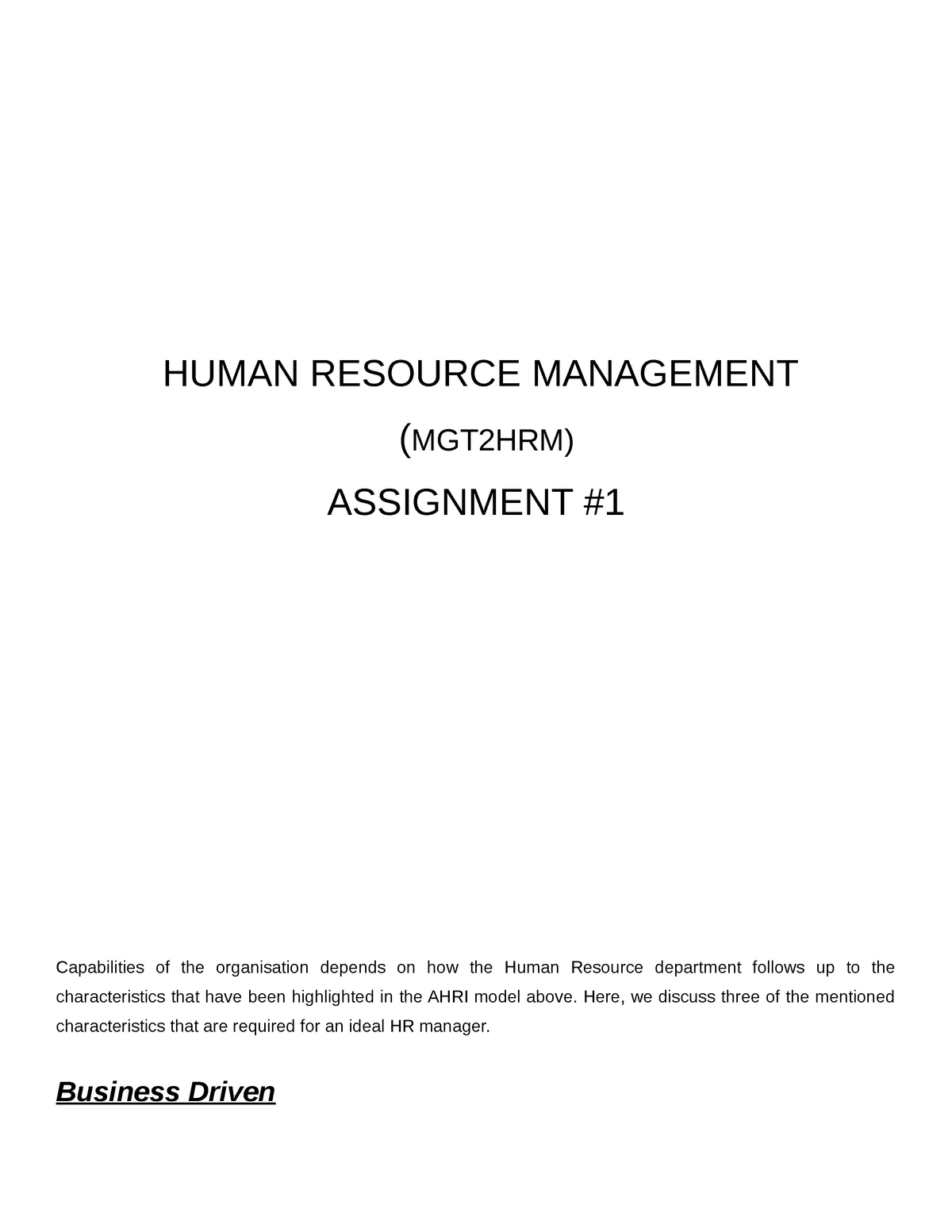 human resource management assignment 2